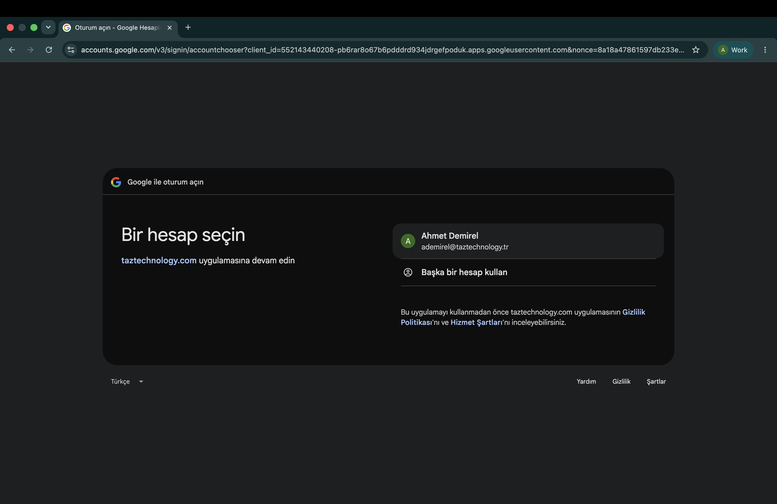 Google Hesap Seçimi